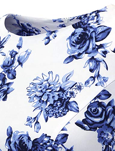 Dressystar Women Vintage 1950S Retro Rockabilly Prom Dresses Cap-Sleeve M Blue White #TOP4