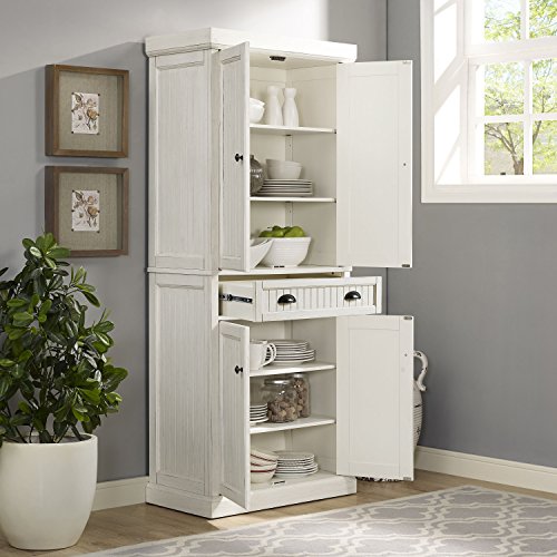 Crosley Furniture Seaside Kitchen Pantry Cabinet - Distressed White #TOP1