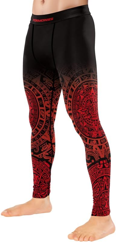 Aztec Men Jiu Jitsu Spats Grappling Tight-fit Compression Leggings for Men MMA BJJ Workout