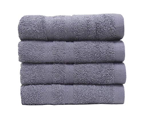 A & B TRADERS Juego de toallas de mano, color gris, súper suave, 100% puro algodón egipcio, 2 o 4 toallas de mano, para baño, gimnasio, deportes (2)