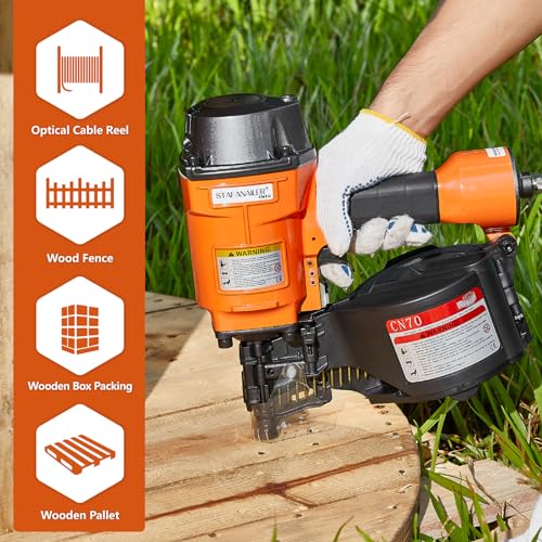 Image of Update CN70 Air Coil Nailer, 15 Degree Pneumatic Coil Nail Gun, 1-3 /4 inch to 2-3 /4 inch Fast Shooting Nailer, High Speed Air Coil Nail Gun for Pallets, Siding, Crating, Fencing, Decking