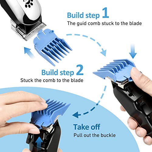 OMORC Dog Clippers with 24V Powerful Motor, Plug-in & Quiet Professional Dog Grooming Kit, Dog Hair Trimmer with 8 Comb Guides, Pet Grooming Clippers for Thick Coats Dogs Cats Horse & Others - Thumbnail 5