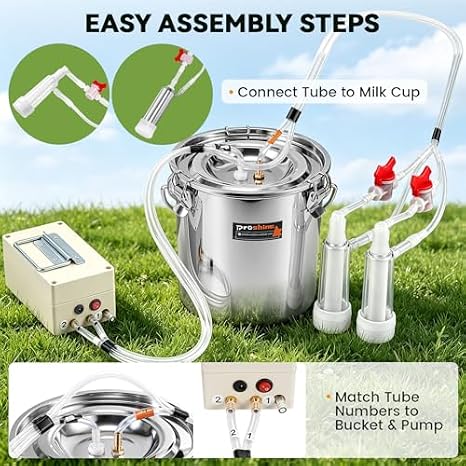 2 in 1 7L Electric Milking Machine with 4 Cow Teat Cups & 2 Goat Teat Cups