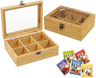 6 Compartment Wooden Bamboo Tea Box
