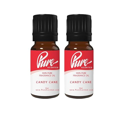 Pure Scented 20ml Fragrance Oils - 2 x 10ml Suitable for Candles, Soaps, Slime, Diffusers, Cosmetics, Wax Melts, Designer (2 x 10ml, Candy Cane)