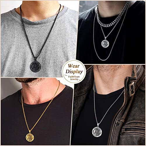 Faithheart Saint Michael Necklace For Men Round Medal Pendant Christian Saints Amulet Jewelry #TOP1