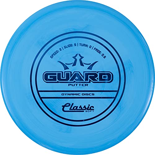 Dynamic Discs Classic Soft Guard Disc Golf Putter | 170g Plus | Throwing Frisbee Golf Putter | Superior and Consistent Glide | Neutral Flying Disc Golf Putter | Stamp Color Will Vary (Blue)