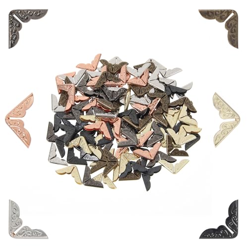 Oruola 120 Stück Bucheckenschutz,6 Farben buchecken metall, Retro buchecken,Metall Eckenschutz Vintage für Scrapbooking Fotoalbum Notizbuch Menüordner Fotoecke Bücher Tagebücher