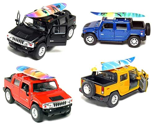 KiNSMART Hummer H2 SUT 1:40 Pack de 4 coches de juguete miniatura 1