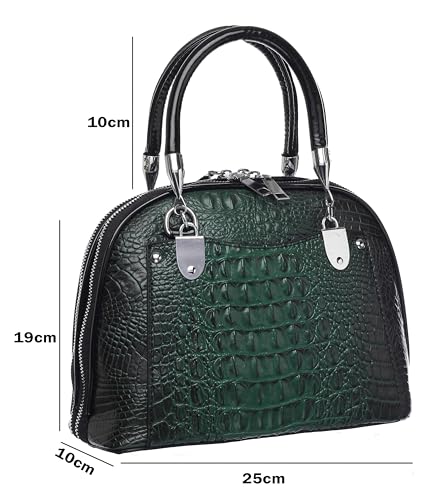 Crocodile Embossed Structured Handbag for Women – Elegant Top Handle Purse with Detachable Shoulder Strap3