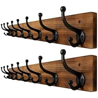 WEBI Rustic Coat Rack Wall Mount,35'' Long 8 Cast Iron Coat Hooks Wall Mounted,Jumbo Size Wall Coat Hanger Hooks for Hanging Coats