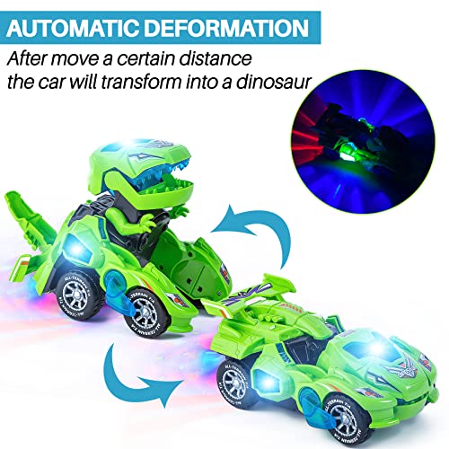 Dinosaur Transforming Car Electric Dinosaur Toys Automatic Transforming Dinosaur Car with Flashing Lights and Sound for 3-7 Years Old Boys Girls Dinosaur Vehicles Toy for Kids - Image 4