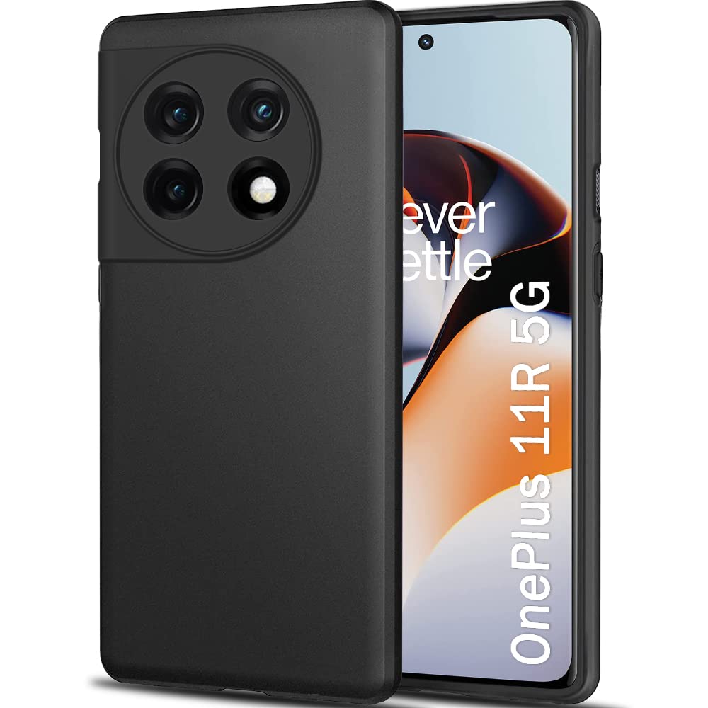 TheGiftKart Sleek Back Cover Case for OnePlus 11R 5G | Slim Fit Protective Design | Ultra Matte Finish | Camera Protection Bump | Soft Silicon Back Cover Case for OnePlus 11R 5G (TPU | Black)