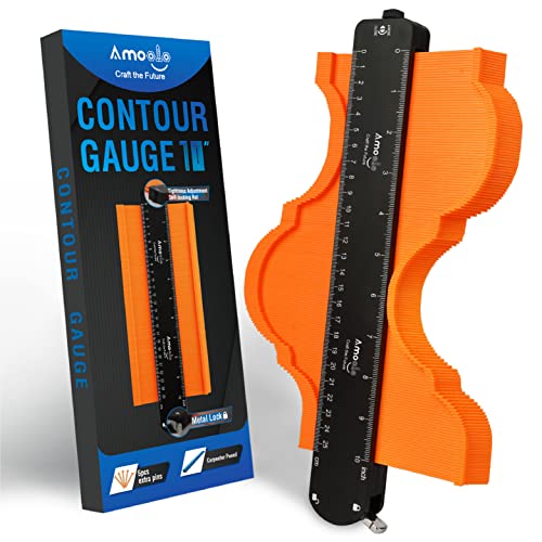 Amoolo Contour Gauge (10 Inch Lock) Profile Tool, Adjustable Lock-Precisely Copy Irregular Shape Duplicator, Father's Day Gifts & Birthday Gifts for Dad Husband Women Him Grandpa