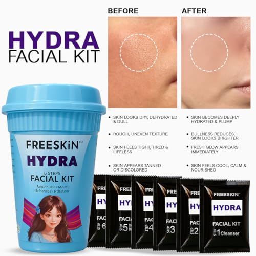 Image of Freeskin Hydra Facial Kit 6 Steps | Intense Hydration Boost for Dry & Dull Skin | Replenishes Moisture, Smoothens Texture & Revives Natural Radiance