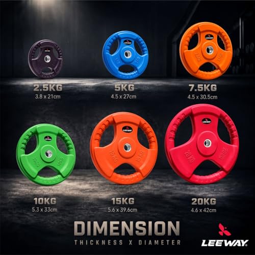 Image of Leeway 50kg Combo | Home Gym Set for Men | Barbell Rod with Plates and Dumbbell Set | Rubber Weight Plate, 3 Ft Curl + 5 Ft Rod (28mm) | Weightlifting Gym Equipments for Home Workout Kit Zym, 50kg Set (2.5X2+5X2+7.5X2+10X2))