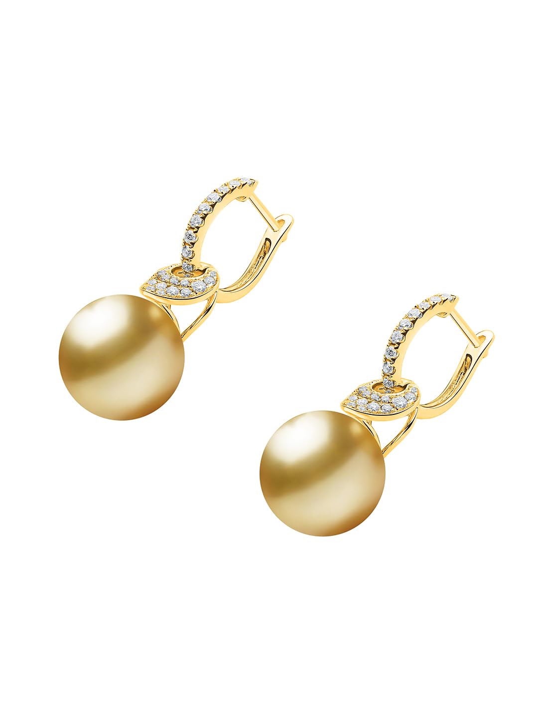 minutiae Golden South Sea Pearl Drop Earring with Diamond-Studded Yellow Gold Hoop, Elegant Women's Jewellery-picture-8