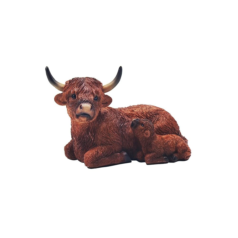 Lesser & Pavey Highland Cow with Calf Ornaments For Gift, Brown