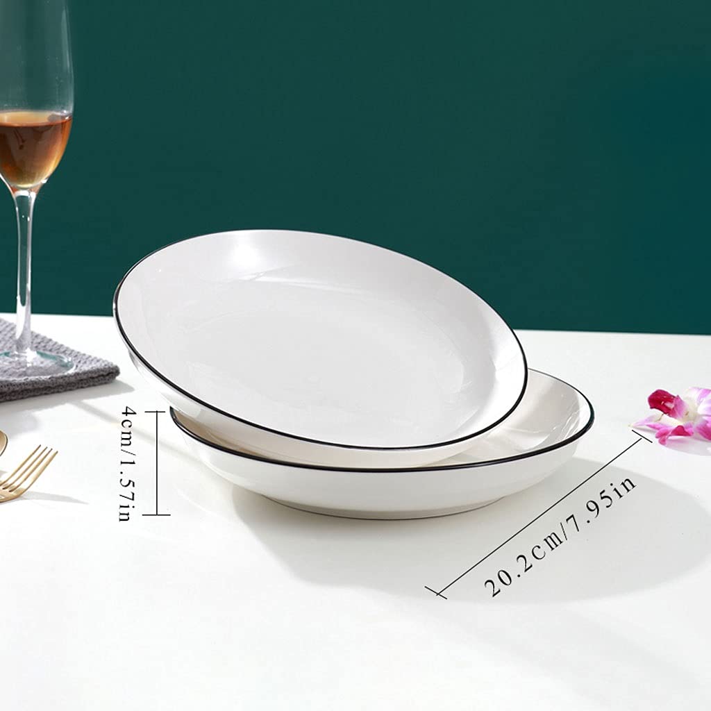 Assiettes Plates Plaques de dîner en céramique Ensemble de 2, plaques blanches La salade apéritif de la salade Pâtes servir des assiettes de dessert plats micro-ondes four et lave-vaisselle Assiette