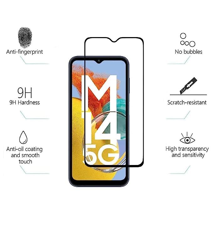 Image of Ultimate Screen protector Edge to Edge Tempered Glass for Samsung Galaxy M14 5G with Easy Self Installation Kit. [M14][Black]