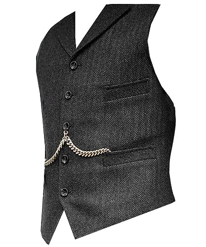 Mens Classic Wool Tweed Suit Vest Casual Sleeveless Jacket Herringbone Waistcoat for Tuxedos for Tuxedos3