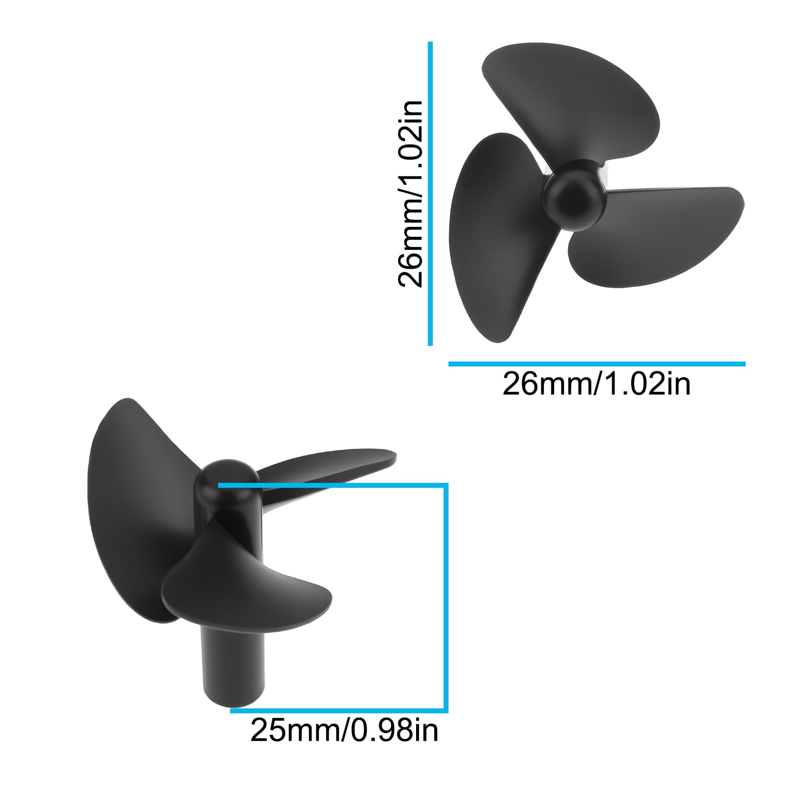 ECSiNG 2 Pares de Hélices para Barco de Cebo de Pesca de 26 Mm Orificio Izquierdo Y Derecho de 2 Mm