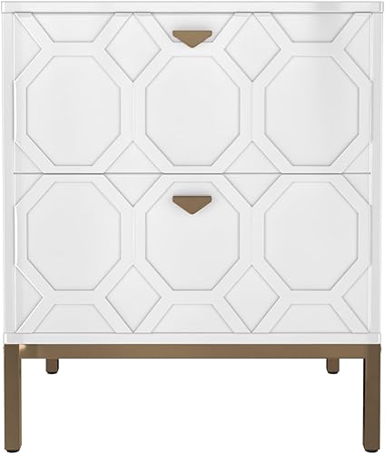 Clihome Cómoda de 2 cajones para dormitorio, mesita de noche moderna con 2 cajones, cómoda de almacenamiento para sala de estar, altura de 24.4