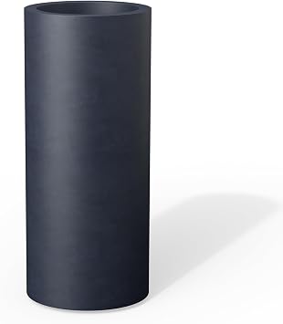 Kante 18.9 Inch Tall Cylindrical Planter, Large Round Plant Pots with Drainage Hole, Made with Concrete, Suitable for Indoor Outdoor Plants, Home Decor, Charcoal