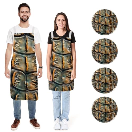 Tablier de cuisine anti tache lot de 2 réglable étanche imprimé crocodile