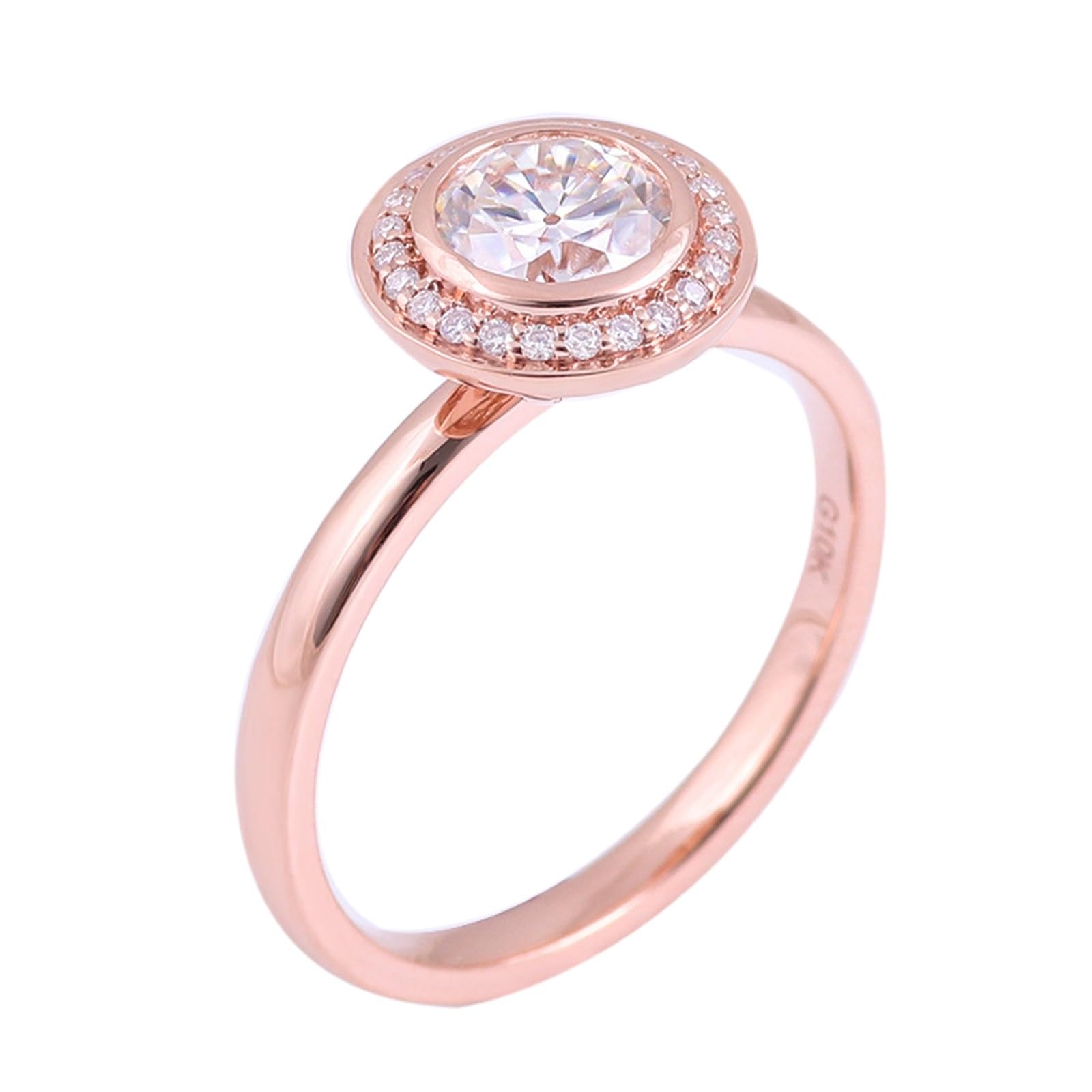 Alianzas de boda para mujer, oro rosa 585, anillos para mujer con moissanite 3ct D Color VVS1 anillo de compromiso Halo de oro auténtico de 14 quilates con grabado tamaño 58 (18,5)