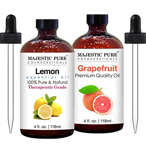 Majestic Pure Lemon Essential Oil and Grapefruit Premium Oil Bundle - 4 fl oz Each
