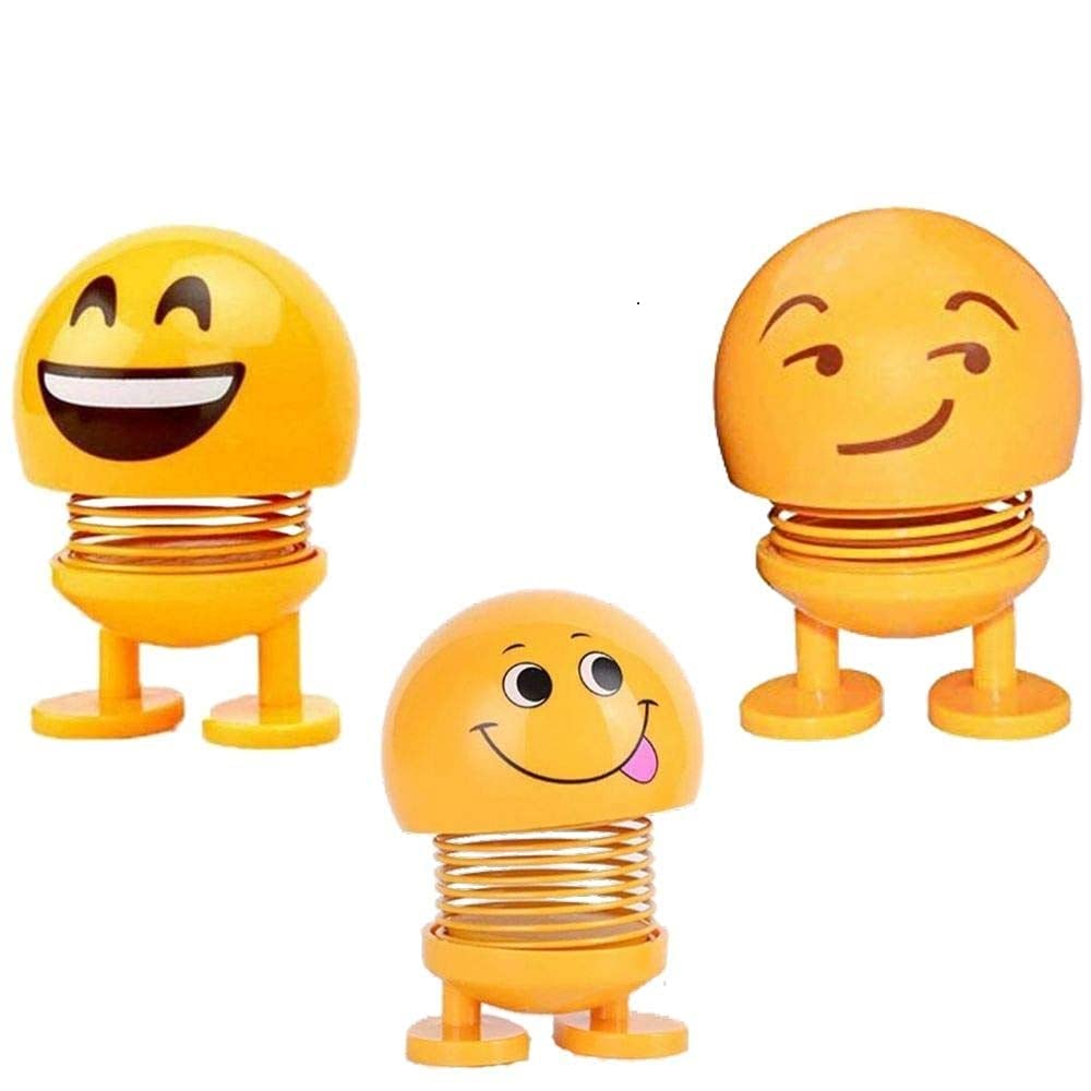 Flymaster Pack of 3 (Assorted Mix Design) Cute Emoji Bobble-Head Funny Smiley Face Emoticon Figure Spring Dolls Bounce Toys for Car Interior Dashboard Accessories(Pack of 1)-Assorted Color (B098T6P32F) Amazon Price History, Amazon Price Tracker