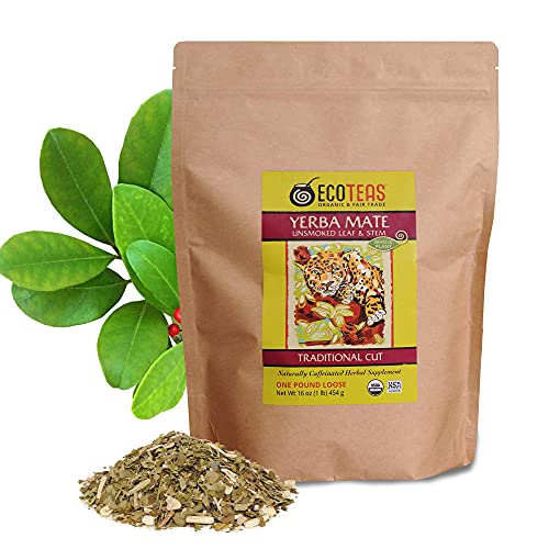 ECOTEAS - Organic Yerba Mate Loose Tea Traditional Cut - 1 Lb - Detox Tea -Yerba Mate Tea - Hi Caf Tea - Yerba Mate Energy Burst - Ecoteas Yerba Mate