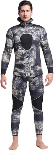 Miniatura 8 de Nataly Osmann Traje de neopreno de camuflaje premium para hombre, 0.197 in, para buceo, con capucha, trajes de snorkel