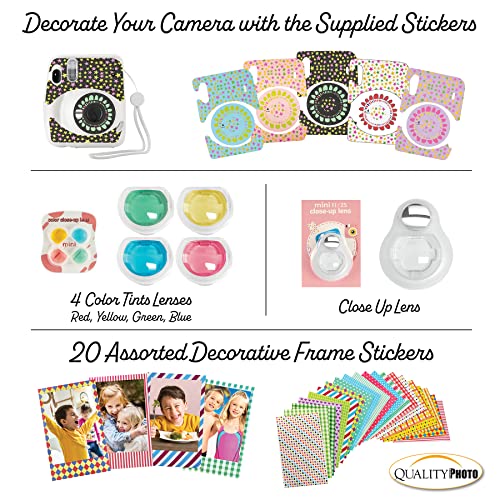 Fujifilm Instax Mini 11 Instant Camera With Case, 60 Fuji Films, Decoration Stickers, Frames, Photo Album And More Accessory Kit (Ice White) #TOP5