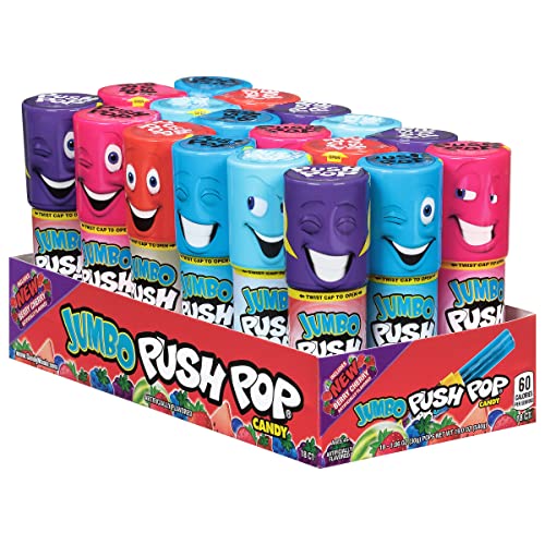 Push Pop Jumbo Individually Wrapped Bulk Lollipop Variety Party Pack - 18 Jumbo Lollipop Suckers in Assorted Fruity Flavors - Fun Candy for Birthdays and Celebrations
