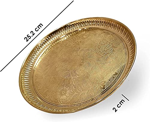 Image of NOBILITY Pure Brass Pooja Thali Set 10 Inch Pital Pooja Plate Arti Thali Traditional Handcrafted For Puja Home Office Mandir Gift Items