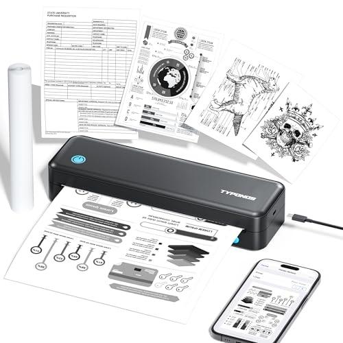 TYPONOS Portable Printers, D820 Wireless Bluetooth Printers Support 2