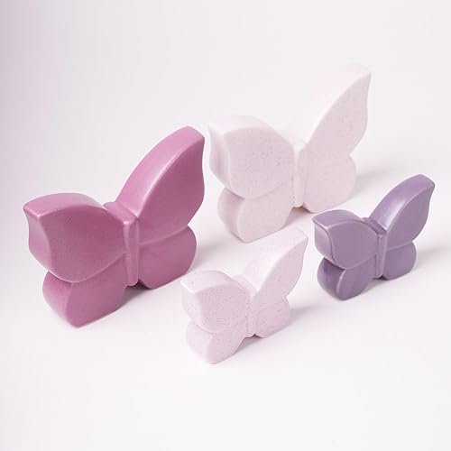 Miniatura 4 de NENBOLEC Decoración de escultura moderna, estatua de mariposa, regalos para el hogar, centro de mesa, manualidades, cerámica, arte morado, 6.7