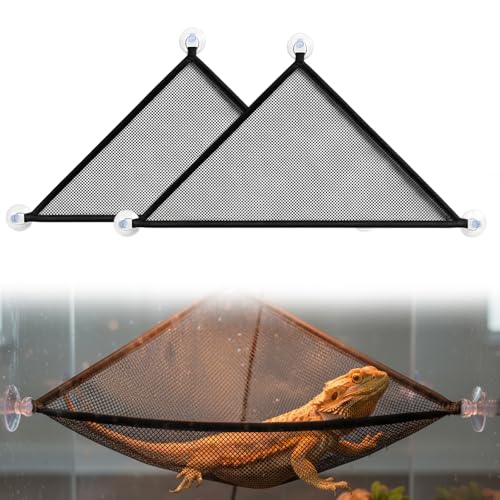 QhgPnt 2 Pack Lizard Hammock, Bearded Dragon Accessories, Reptile Hammock for Axolotl Tank, Gecko Tank Accessories, 48 x 33 cm Mesh Lizard Tank Accessories