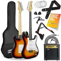 THE ULTIMATE ELECTRIC GUITAR PACKAGE – In addition to the guitar, the package includes a lightweight carrying case and storage of the instrument, strum picks, strap, spare strings, 10W practice amplifier SOUND ADJUSTMENT - 3 single coil pickups allow...