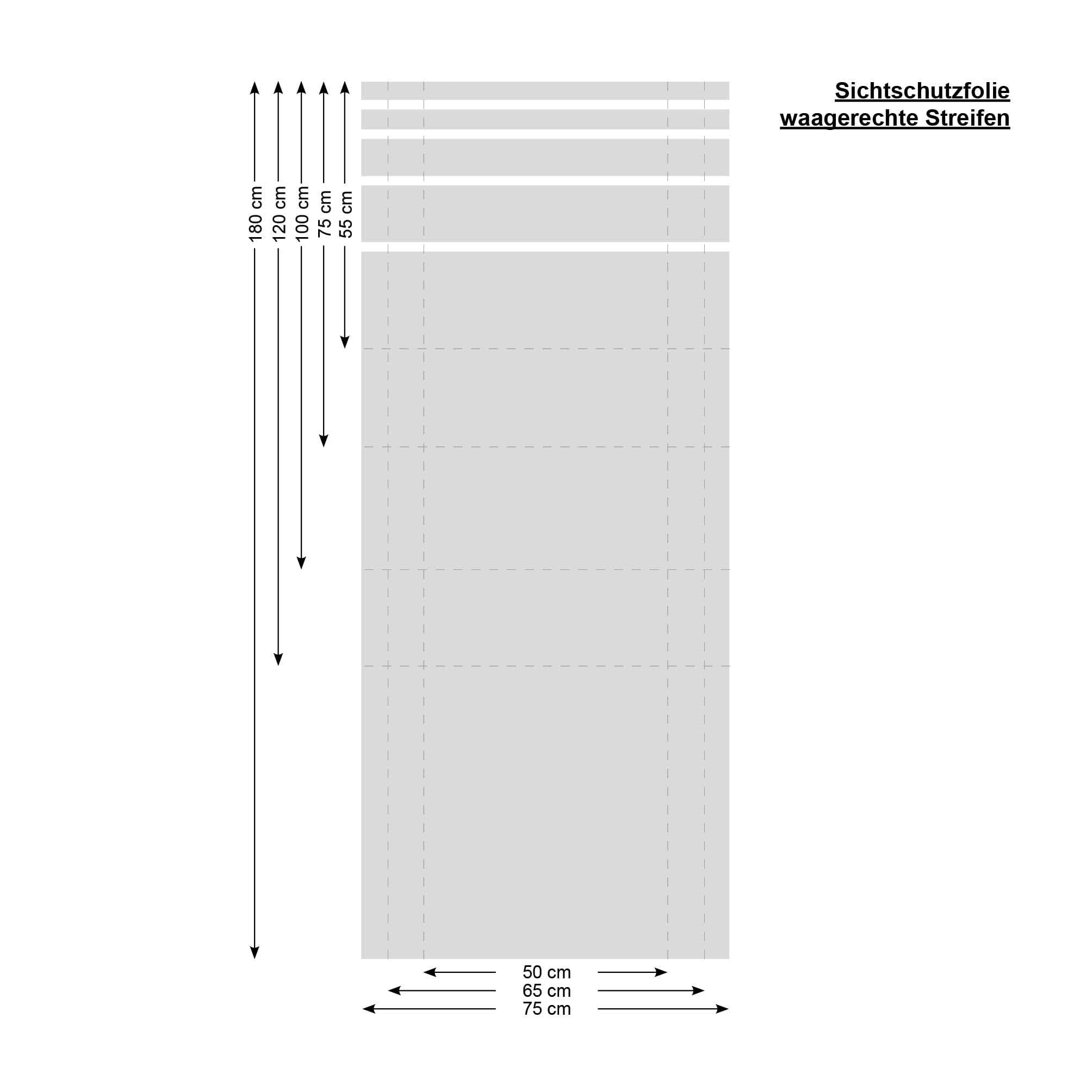 Sichtschutzfolie Wiederverwendbar waagerechte Streifen Fensterfolie Fensterdeko Milchglasfolie Sichtschutz, 120 cm hoch, 65 cm breit