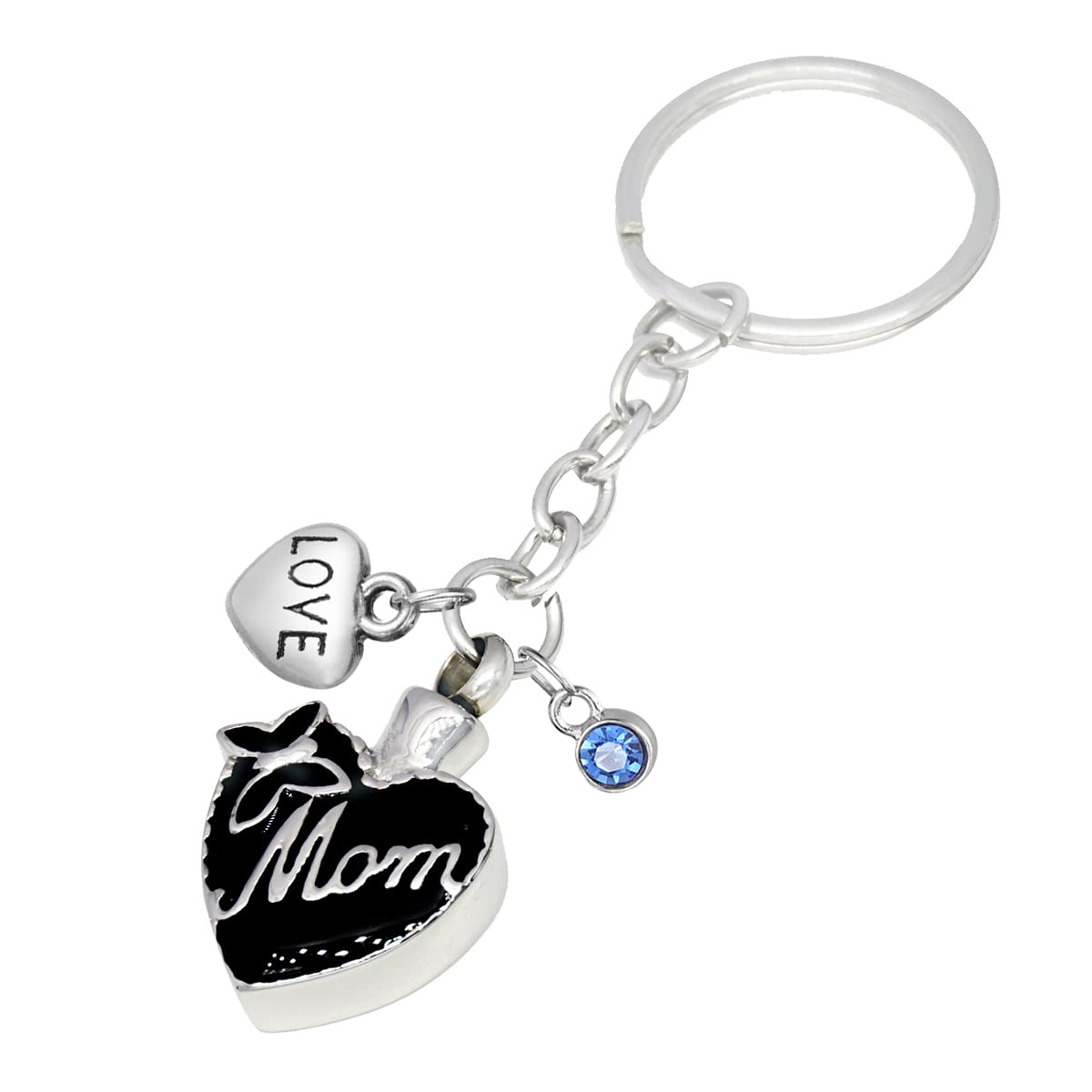 COCO Park Love Mom Ashes Key Ring Urn Pendant Cremation Jewelry Memorial Keepsake Stainless Steel Keychain Customized