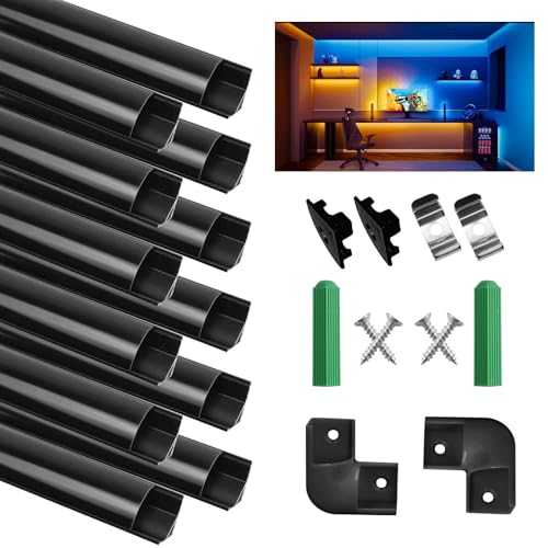 LED Aluminium Profiel 1m, 12 Stuks in V-Vorm voor LED Striplampen en LED Flex Strips Incl. Met Eindkap en Bevestigingsclip Geschikt voor Binnen en Buiten (12×1-V Zwart)