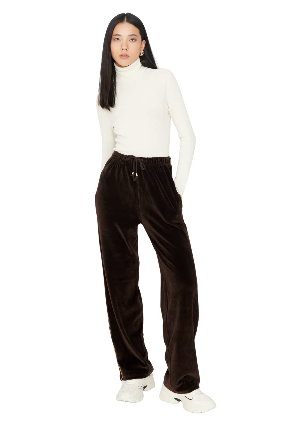 Trendyol Damen Braun Herren Mittlerer Bund Jogginghose Sweatpants, M Eu