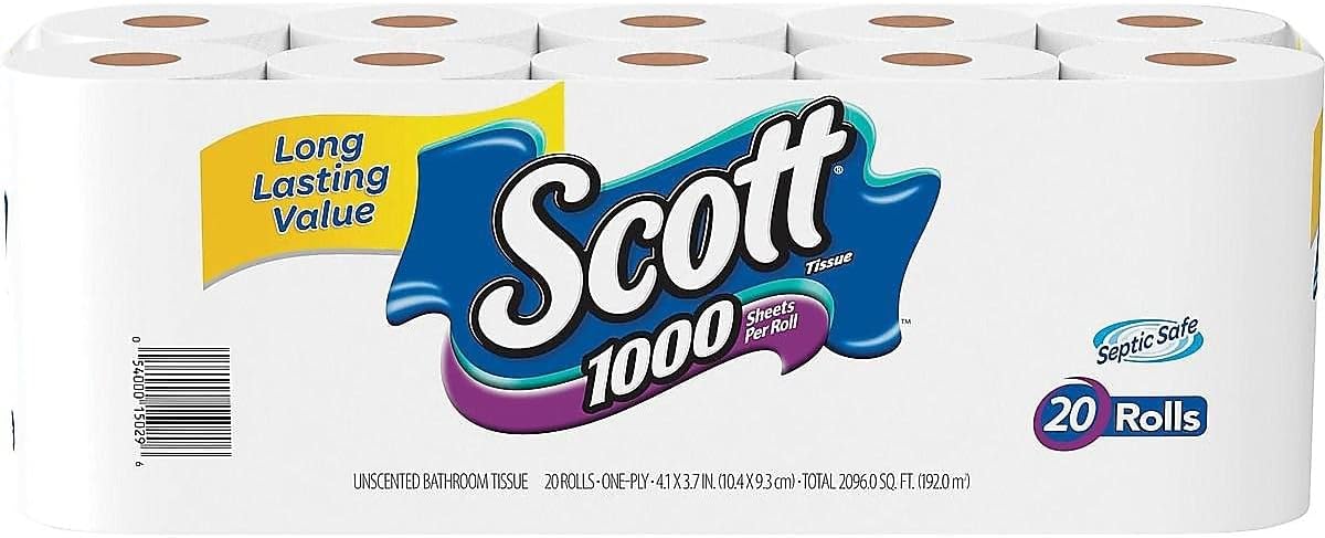 Scott 1000 Sheets Per Roll Toilet Paper, Bath Tissue, 20-RollsECOLOGO