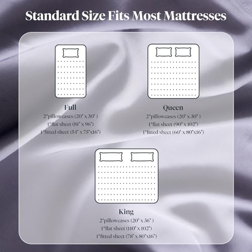 Image of LuxClub King Size Sheets Set, 100% Rayon Derived from Bamboo Cooling Sheets, Breathable & Soft Deep Pocket Up to 16 inch, Hotel Luxury Silky Sheets King Size, Light Grey