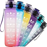 TACGEA Water Bottle 32oz, Motivational Sports Water Bottle with Time Marker to Drink, BPA Free and...