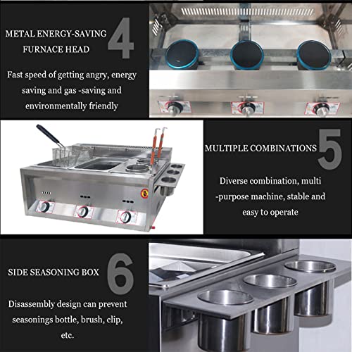 Gewerbliche Gas Fritteuse mit Frittierkorb und Deckel,Dreifach Tank Fritteuse Maschine Einstellbare Feuerkraft,für Küche/Restaurant/Fast Food Restaurant – Bild 7