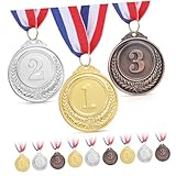 GANAZONO 12 Piezas Medallas para Metal Zinc Aleación Doradas Plateadas Números para Premios Deportivos Fútbol Baloncesto Fiesta Escolar